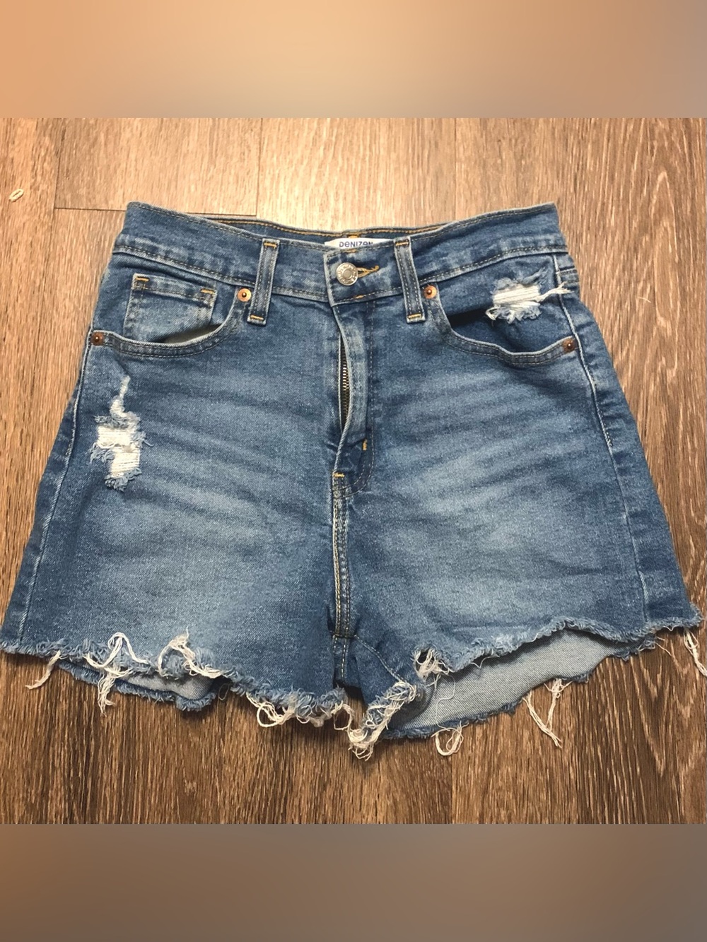 Vintage Style Distressed High Waisted Denim Shorts